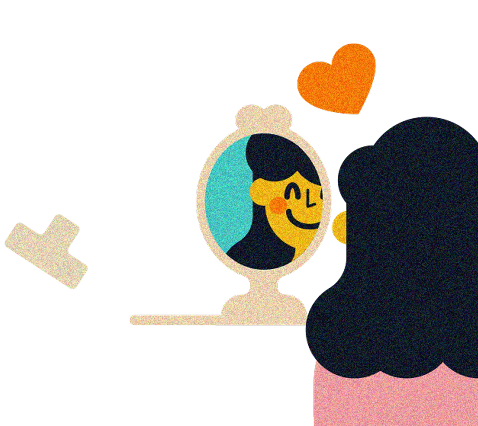 Woman looking at a dashboard reflection